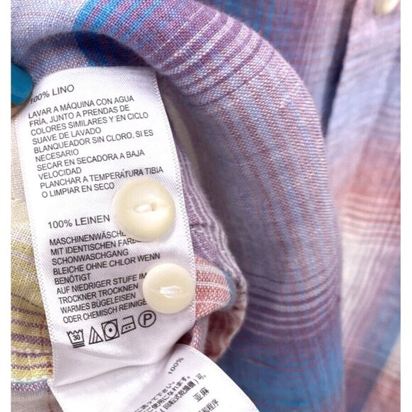 Tommy Bahama Shirt Men’s Size L 100% Linen Spring Plaid Pastel Long Sleeves - Picture 8 of 14